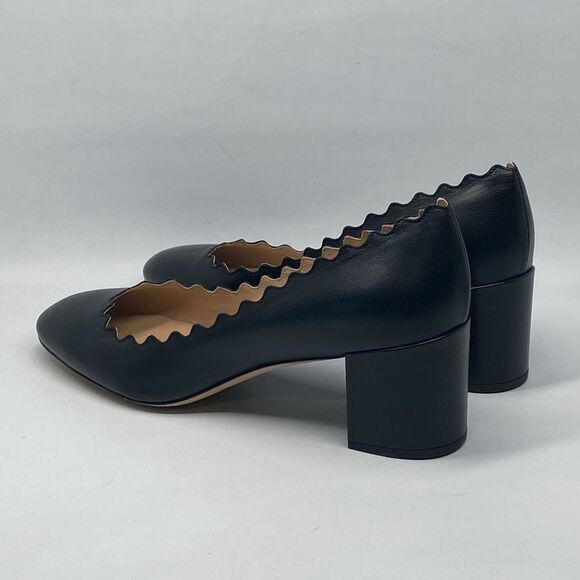 Chloe Lauren Scalloped Block Heel Pumps size 37 - Picture 9 of 15